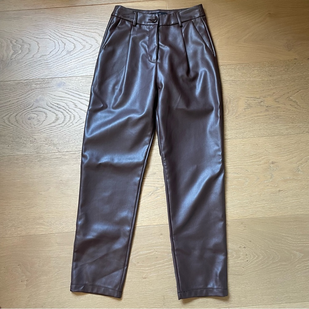 Brown faux leather pants
